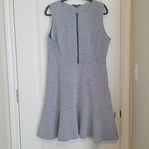 Sharagano navy geo print dress-16